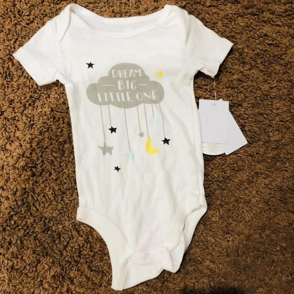 Koala Baby 3-6M White Cotton Bodysuit Dream‎ Big Little One Cloud Moon Star NWT